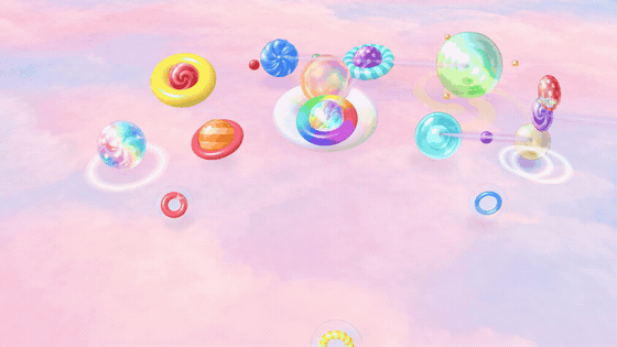 A collection of stacked candy orbs