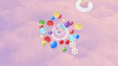 A candy swarm switching between formations